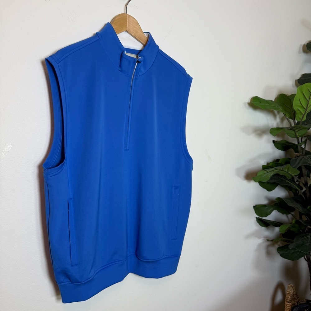 Donald Ross Mens Golf Vest‎ Blue Quarter Zip Glenmaura National Logo Size L
